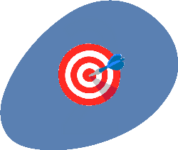 picto Galet bleu EMA avec Cible rouge et blanche