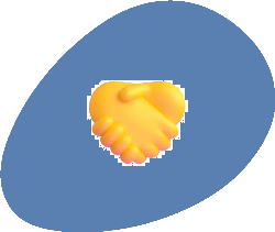 Picto galet bleu EMA avec 2 mains serrées