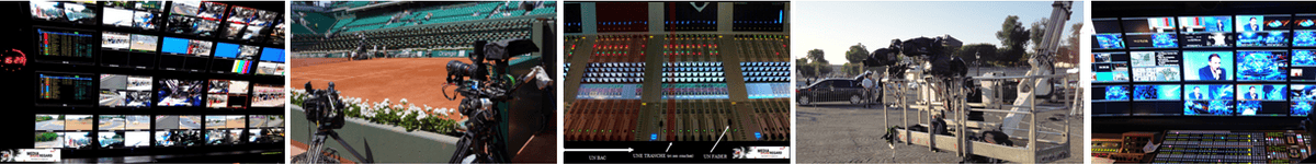 En coulisses, dans les cars régie TV. Archives d'illustration Emmanuel Matt